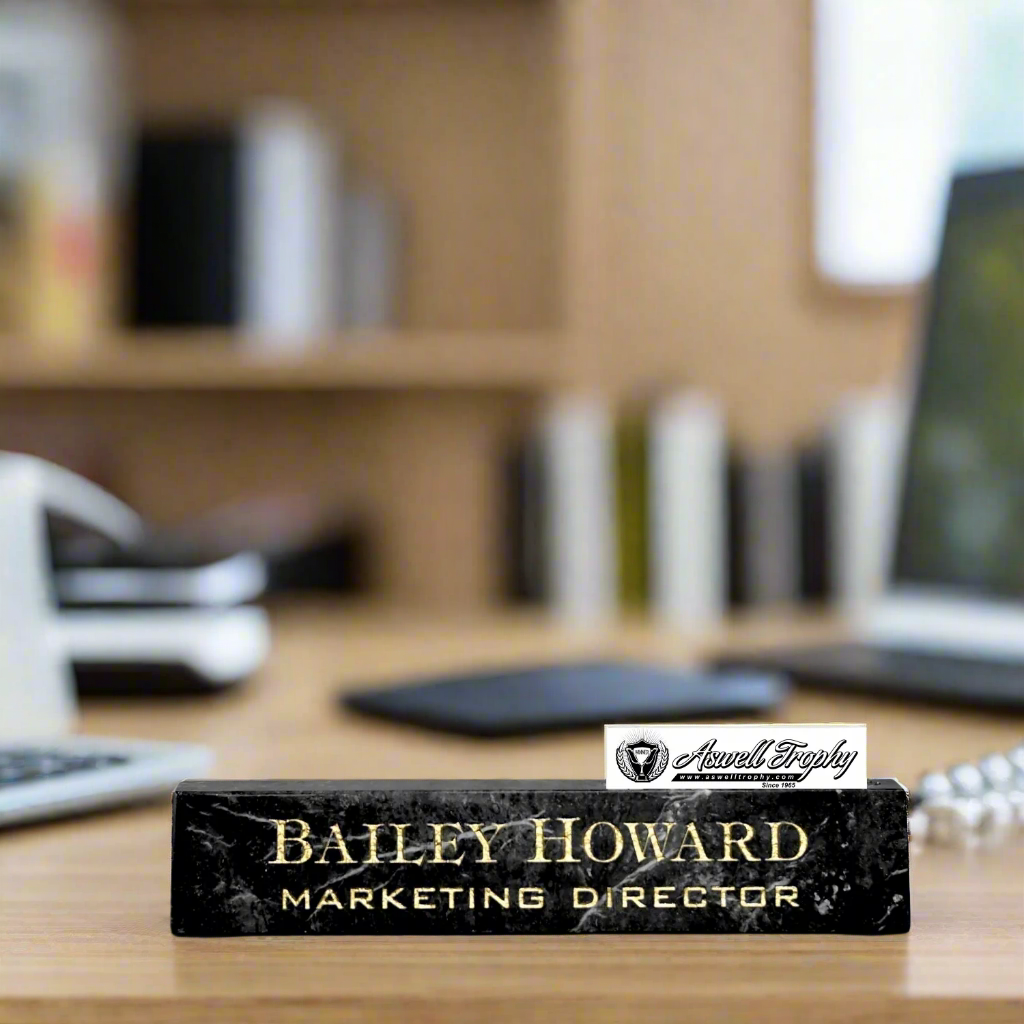 Marble Desk Wedge With Business Card Holder